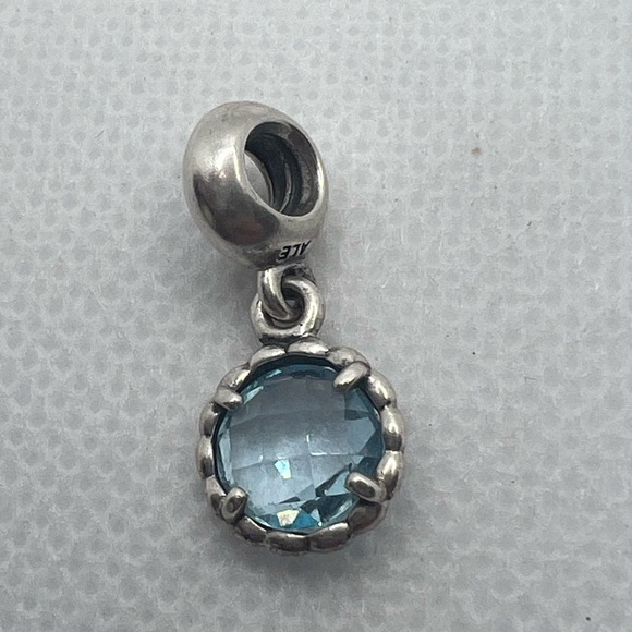 Authentic Pandora Cool Breeze Blue Topaz Dangle Charm Sterling Silver 925 - Picture 1 of 6